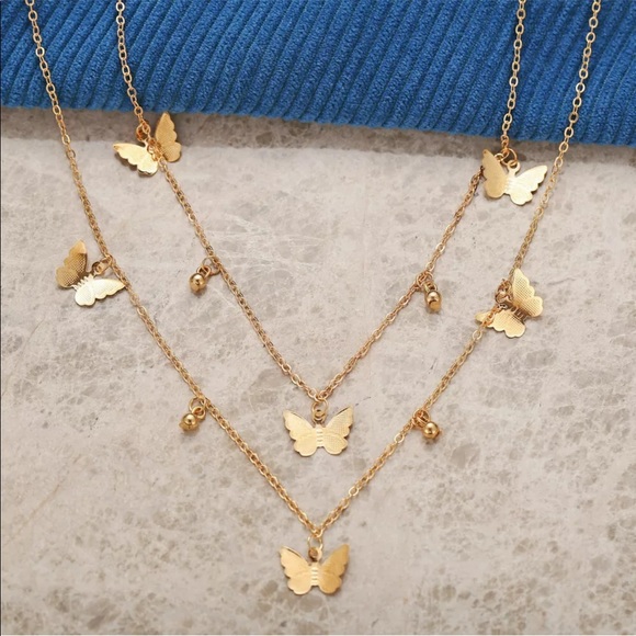 New 18K Gold Plated Butterfly  Chain Necklace - Picture 2 of 6